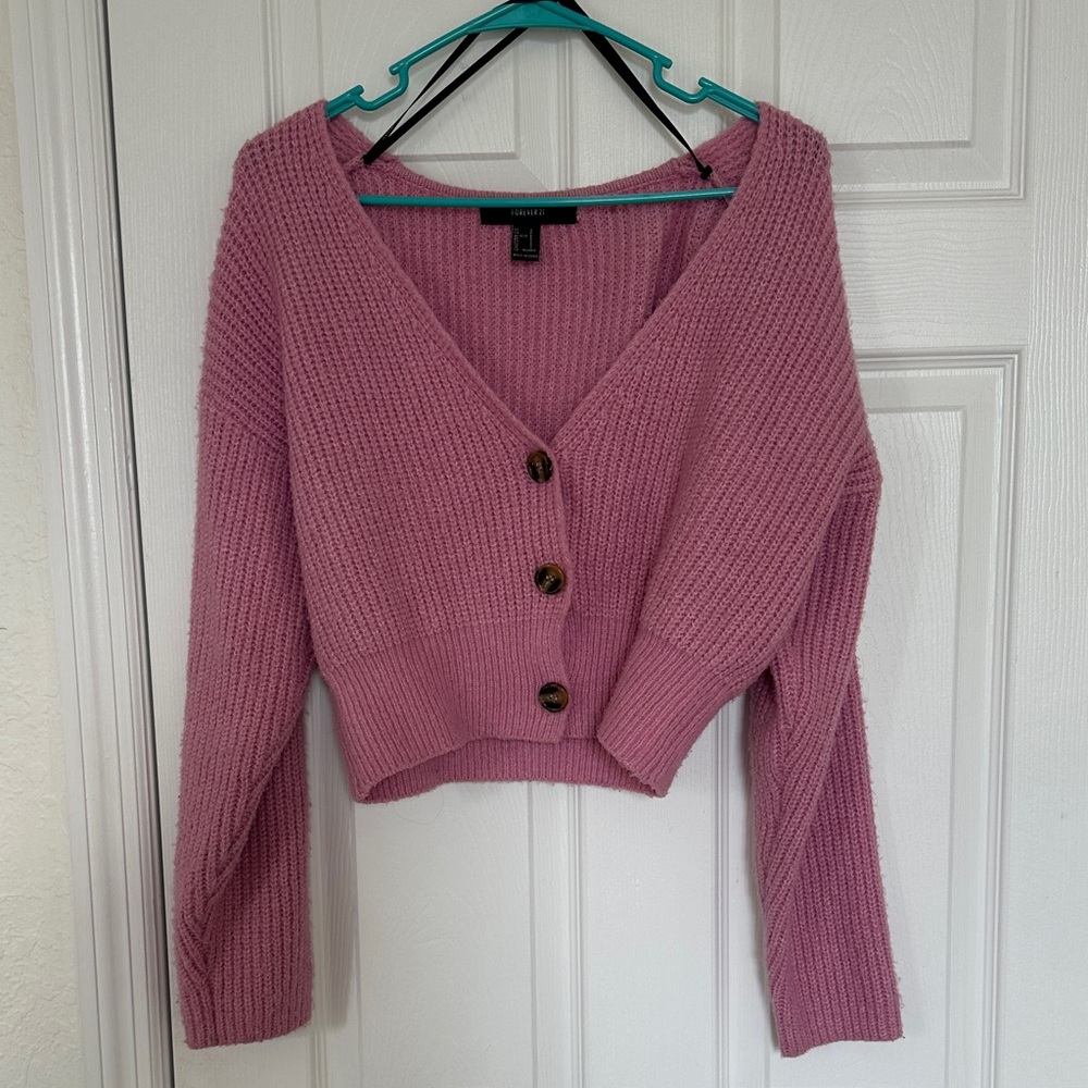 Forever 21 Mauve Button-Up Cardigan